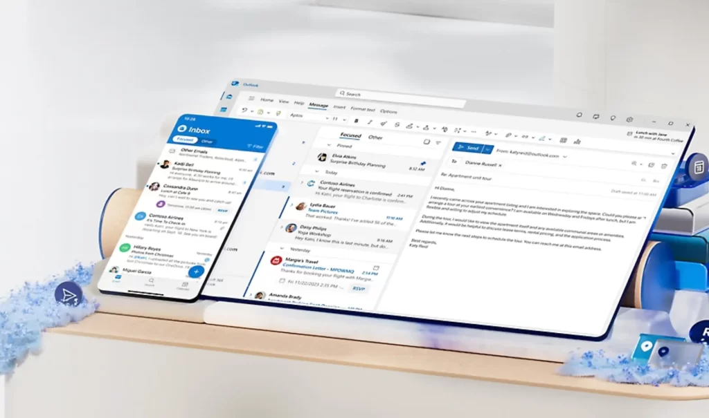 Showing email view on laptop and mobile through WebConcepts website